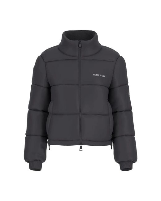 Guess Jassen ,Zwart ,Zwarte Gewatteerde Pufferjas Voor Vrouwen in het Gray