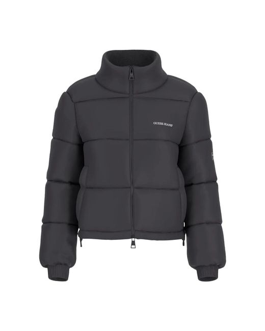 Guess Jassen ,Zwart ,Zwarte Gewatteerde Pufferjas Voor Vrouwen in het Gray