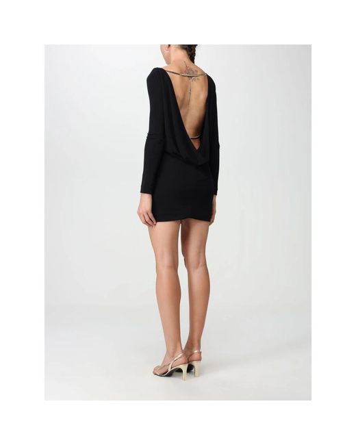DSquared² Kleedjes ,Zwart ,Mini-Jurk Met Open Rug En Kettingdetails in het Black