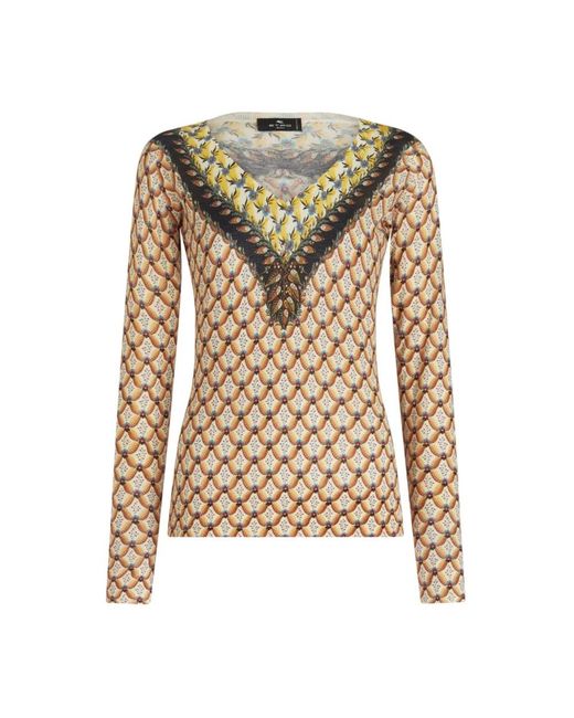 Etro Brown Long Sleeve T-Shirts