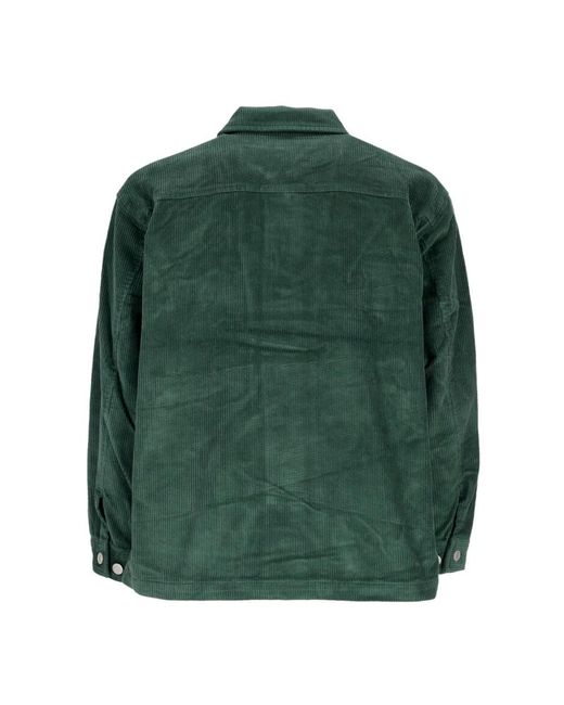 Obey Jassen ,Groen ,Katoen Cord Shirt Jas Velvet Kraag Knoop in het Green voor heren