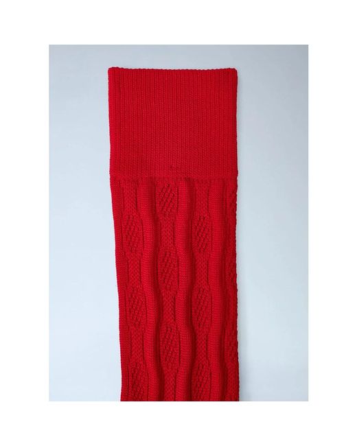 Dries Van Noten Red Cable Knit Pattern Socks