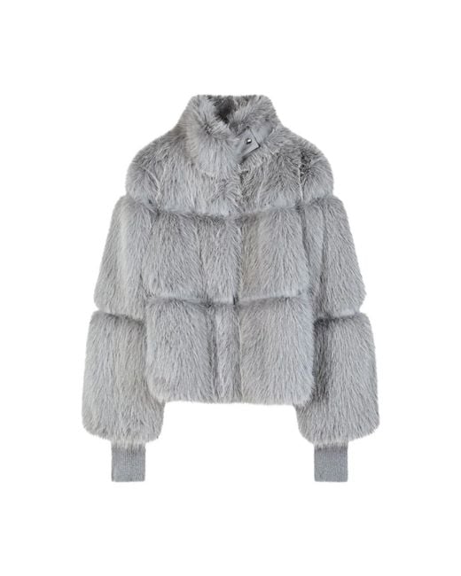 Patrizia Pepe Gray Faux Fur & Shearling Jackets