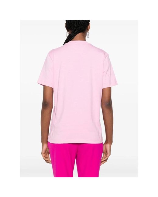 MSGM Tops ,Roze ,Katoen Roze Paarse Katoenen T-Shirt in het Pink