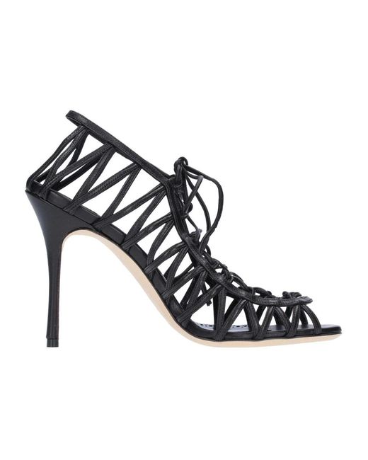 Manolo Blahnik Sandalen Met Hoge Hak En Bandjes in het Black