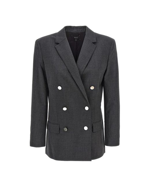Theory Jassen ,Grijs ,Wol Boxy Blazer in het Black