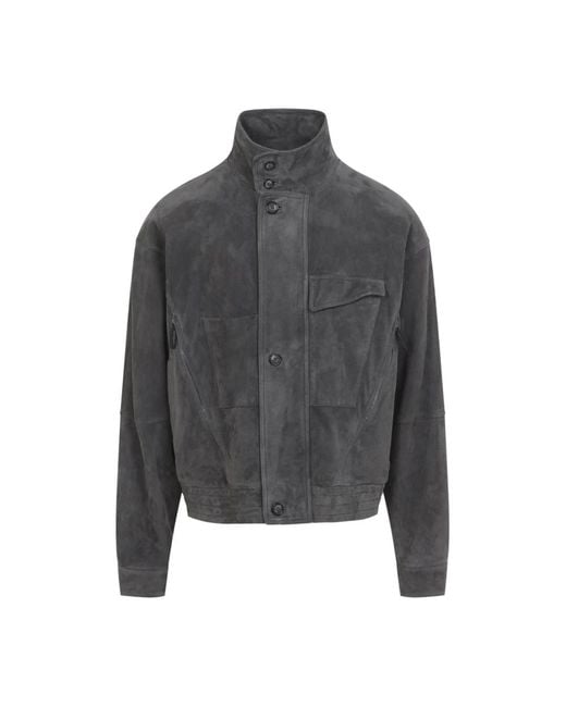 Giorgio Armani Gray Leather Jackets for men