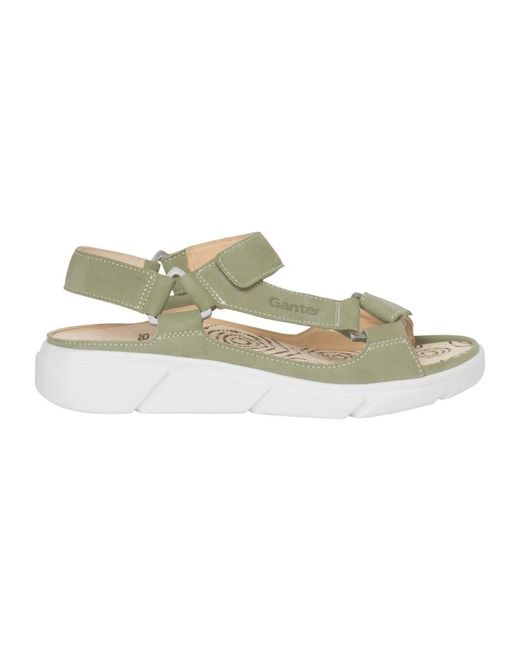 Ganter Schoenen ,Groen ,Wijde Pasvorm Groene Sandaal Halina in het Green