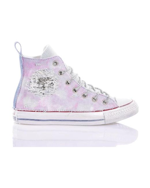 Converse Blue Handgefertigte silberne rosa sneakers