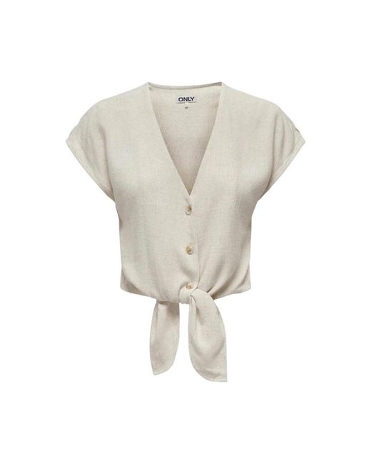 ONLY Siesta Knot Blouse in het Natural