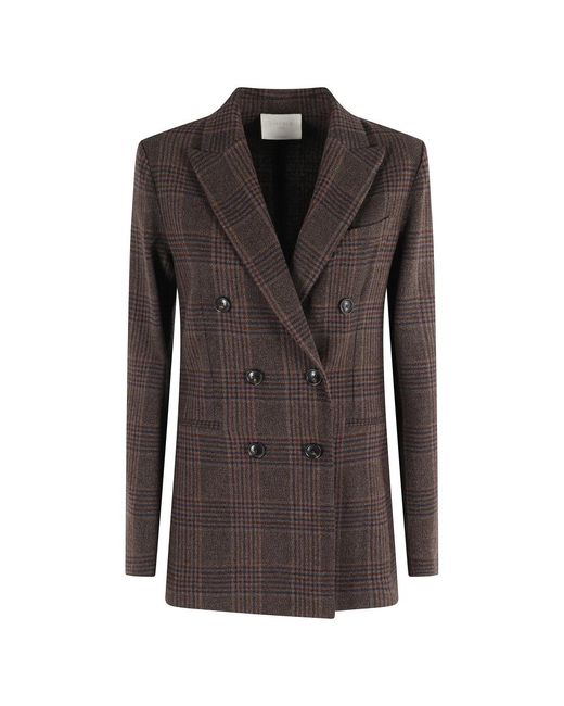 Circolo 1901 Bruin Geruit Wol Kasjmier Blazer in het Black