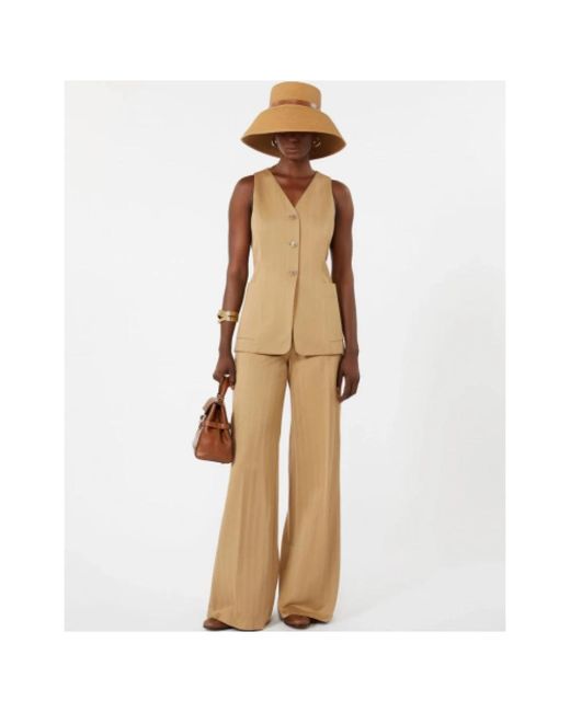 Max Mara Veste Sans Manches En Jersey Jacquard À Fines Rayures in het Natural