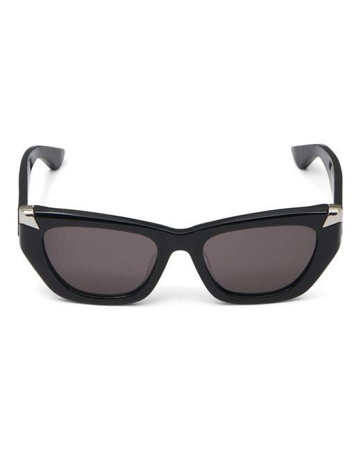 Alexander McQueen Brown Schwarze geometrische sonnenbrille mit rauchigen gläsern