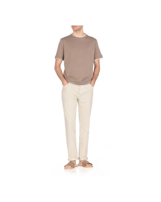 Brunello Cucinelli Brauner baumwoll-rundhalspullover in Gray für Herren