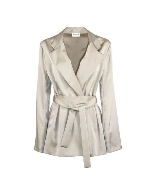 P.A.R.O.S.H. Jassen ,Leer Double-Breasted Jacket in het Natural