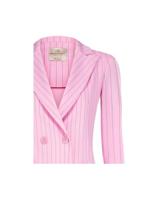 Rinascimento Pink Doppelreihiger nadelstreifen-blazer