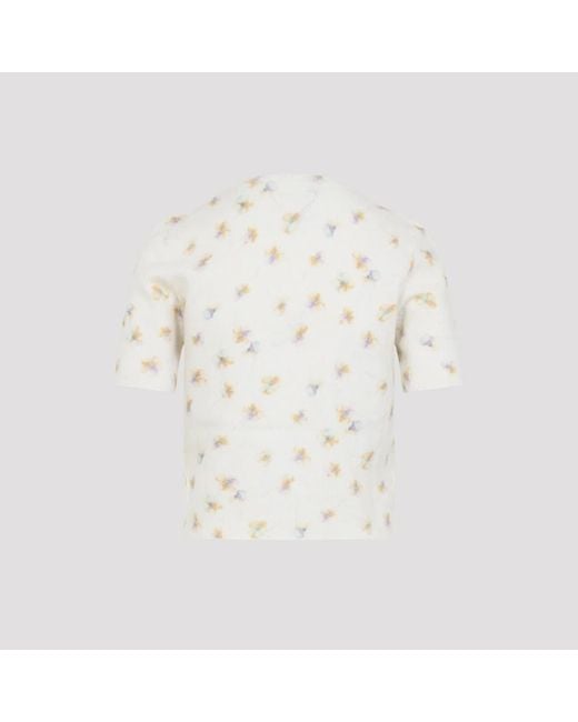 Prada Witte Wol Bloemen Pullover Trui in het White