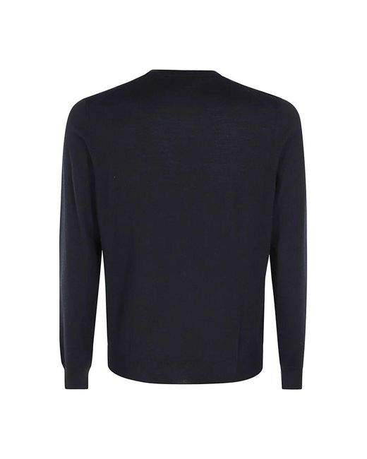 Drumohr Merinowollpullover Extrafeiner Kragen in Blue für Herren