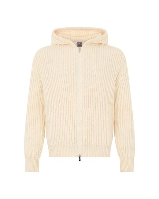Fedeli Hooded Zip Cardigan in het White voor heren