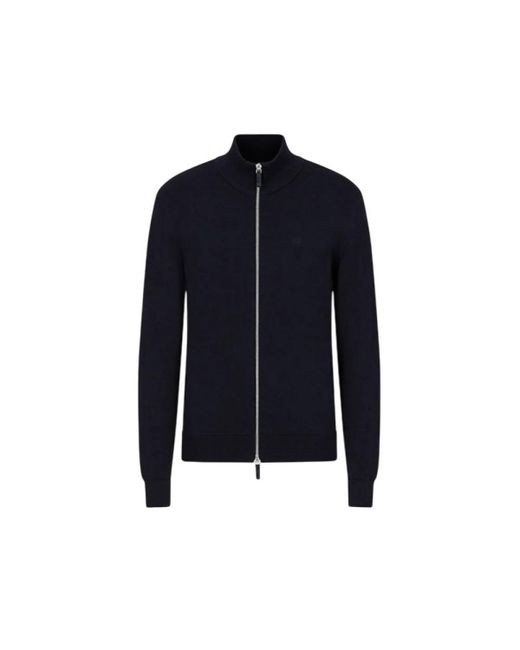 ARMANI EXCHANGE Truien & Vesten ,Blauw ,Katoen Blauwe Katoenen Vest Fullzip Logo in het Blue voor heren