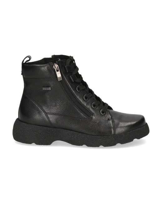 Caprice Black Lace-Up Boots