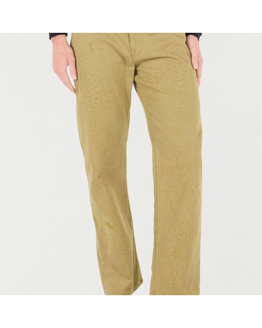 Roberto Cavalli Python-Print Five-Pocket Hose in Yellow für Herren