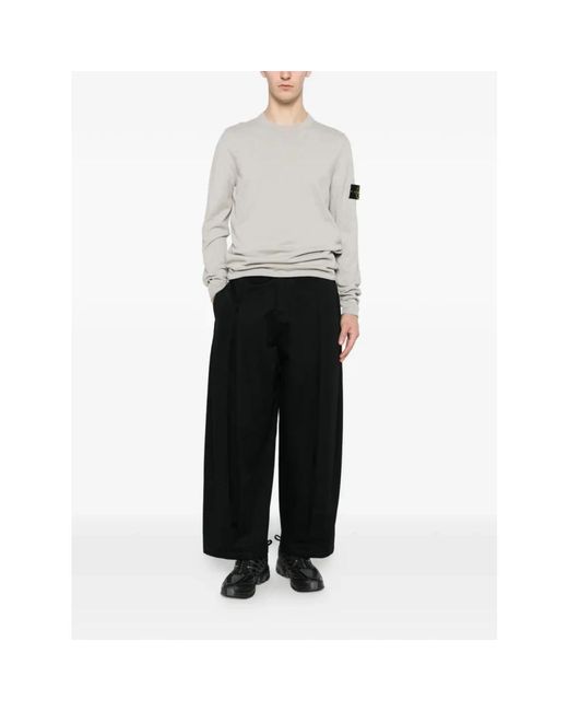 Stone Island White Round-Neck Knitwear for men