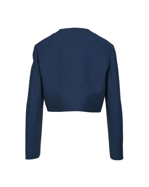 Prada Jassen ,Blauw ,Wol Wol Zijde Tricotina Knoop Gevoerd Jas in het Blue