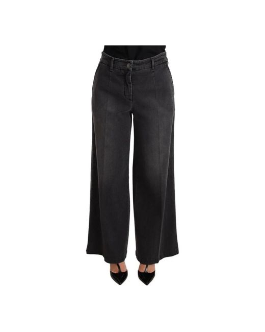 Jeans denim a gamba larga grigi lavati di Dolce & Gabbana in Black