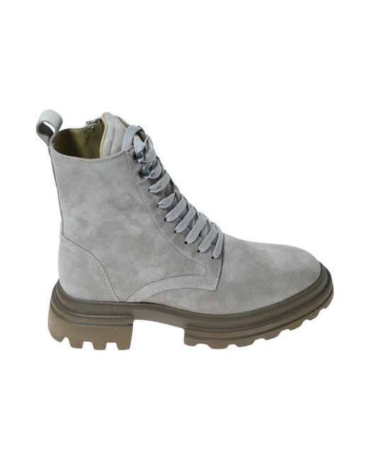 Hogan Gray Lace-Up Boots