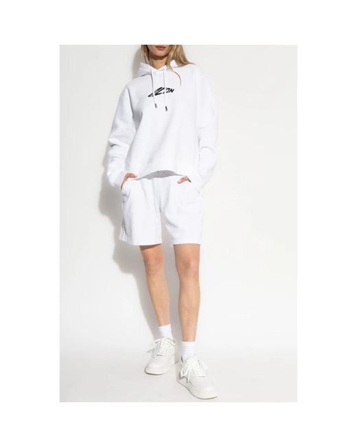 DSquared² Korte Broeken ,Wit ,Katoen Katoenen Shorts Met Geprint Logo in het White