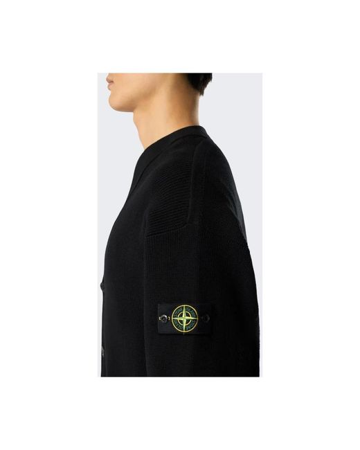 Stone Island Truien & Vesten ,Zwart ,Katoen Geribbelde Cardigan Met V-Hals in het Black voor heren