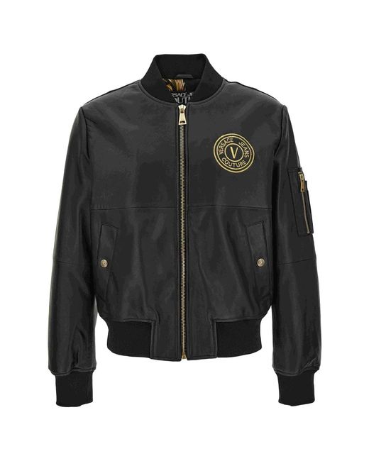 Leather Jackets Versace Jeans Couture de hombre de color Black