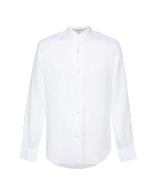 Eleventy Elegante weiße langarm leinenhemd in White für Herren