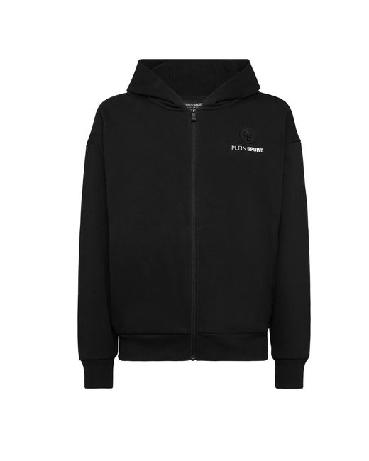 Philipp Plein Fitness ,Zwart ,Katoen Hooded Sweatjacket Scratch in het Black voor heren