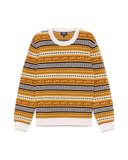 A.P.C. Brauner malcom pullover in Yellow für Herren