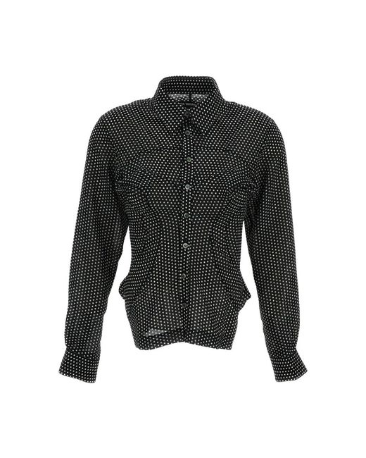 Junya Watanabe Polka-Dot Georgette Blouse in het Black