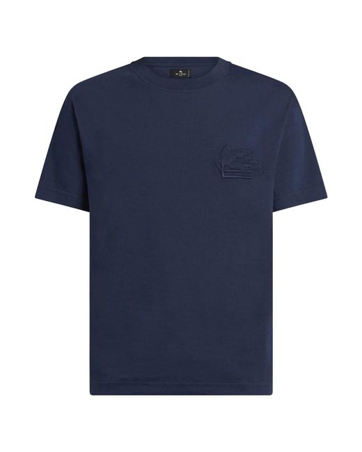 Etro Tops ,Blauw ,Katoen Stijlvol Logo Katoenen T-Shirt in het Blue voor heren