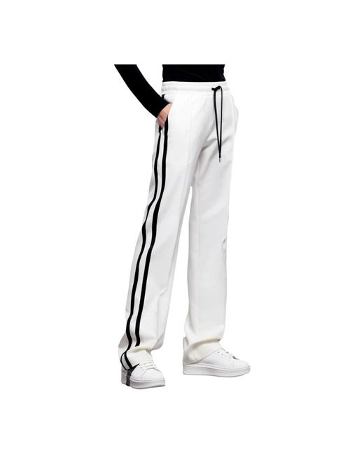 Gaelle Paris White Weiße gerade hose mit kordelzug