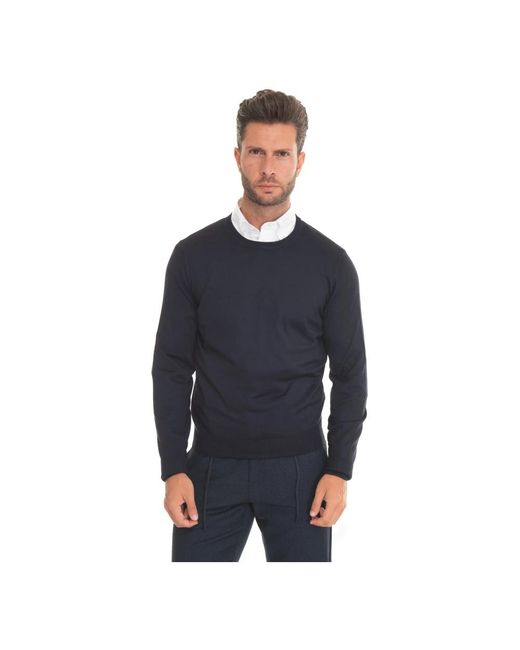 Canali Blue Round-Neck Knitwear for men