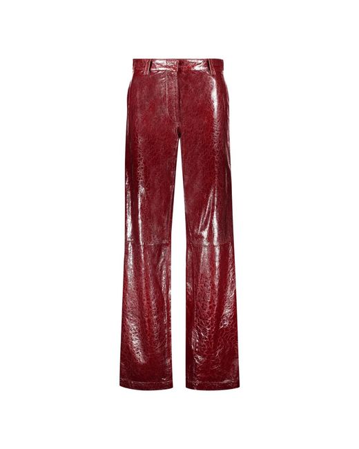 Missoni Broeken ,Rood ,Leer Leren Broek Contraststiksels Voorzakken in het Red