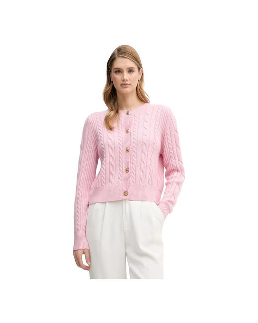 Barbour Elina Kabelgebreide Cardigan in het Pink