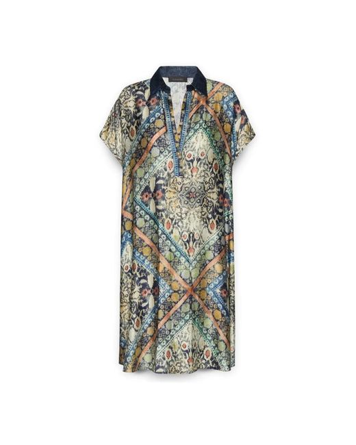 Elena Miro Green Kleid Mit Ethnischem Print
