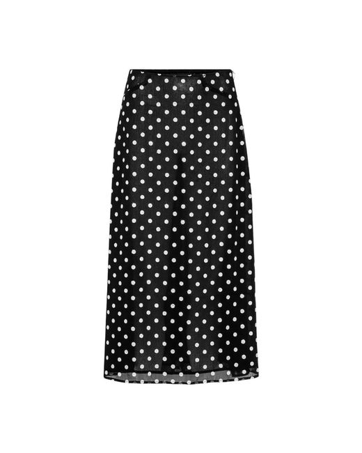 ROTATE BIRGER CHRISTENSEN Black Chiffon Midi Rock