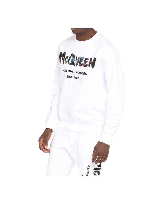 Alexander McQueen Weiße baumwoll-sweatshirt ss23 in White für Herren