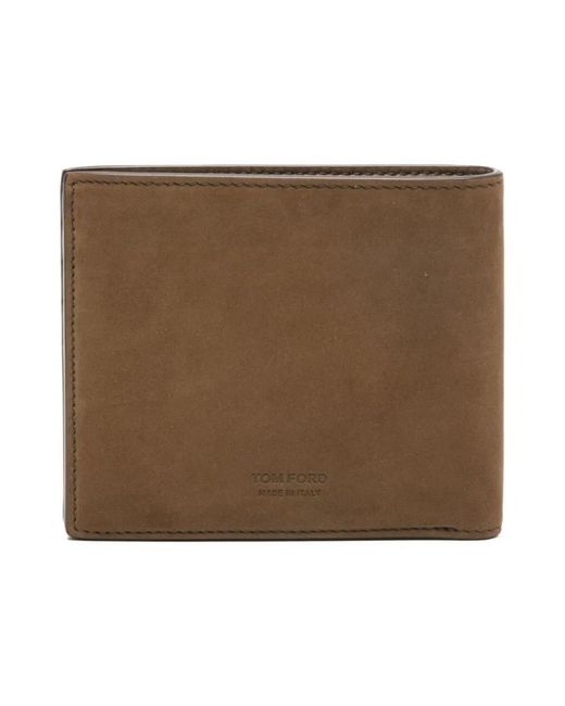 Tom Ford Accessoires ,Bruin ,Leer Elongated T Line Classic Bifold Portemonnee in het Brown voor heren