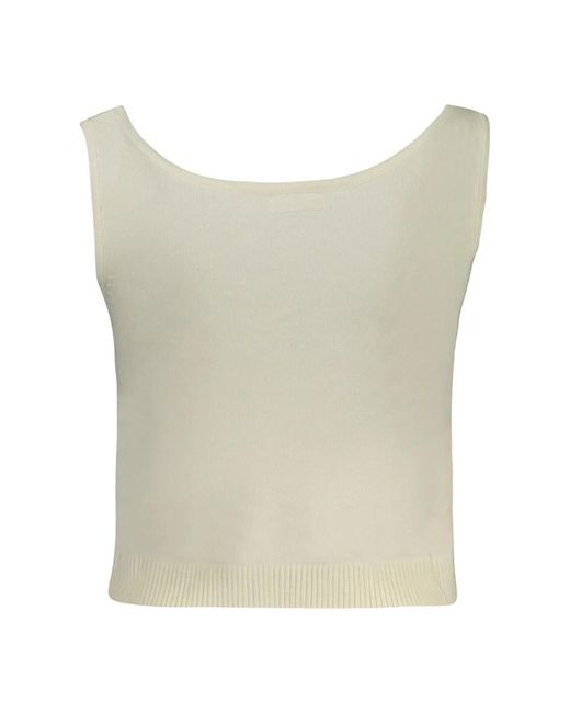 Guess Natural Weißes besticktes tanktop breite träger
