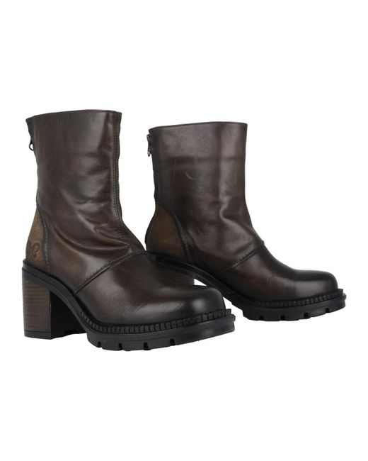Felmini Schoenen ,Groen ,Leer Tibre Saturnia Zipper Boot in het Black