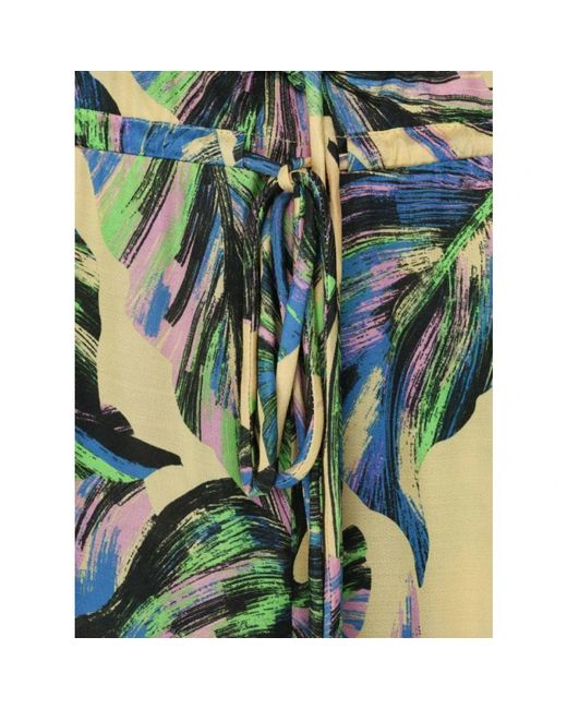 Pinko Broeken ,Veelkleurig ,Viscose Broek Met Bloemenprint in het Blue