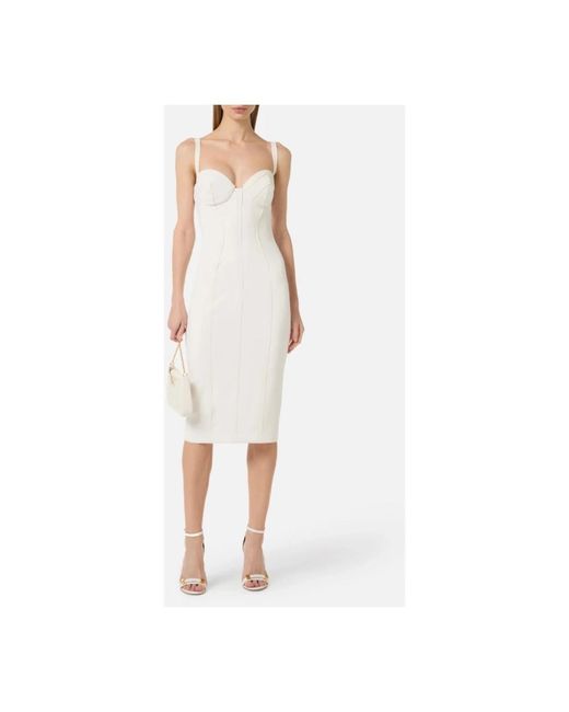 Elisabetta Franchi White Sleeveless Midi Dress